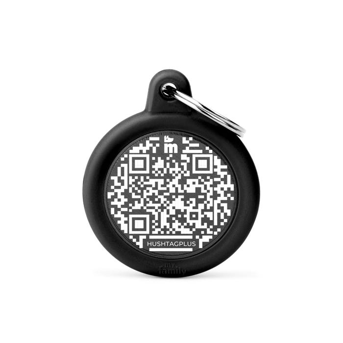My Family Qr Hushtag Circle Black Tag