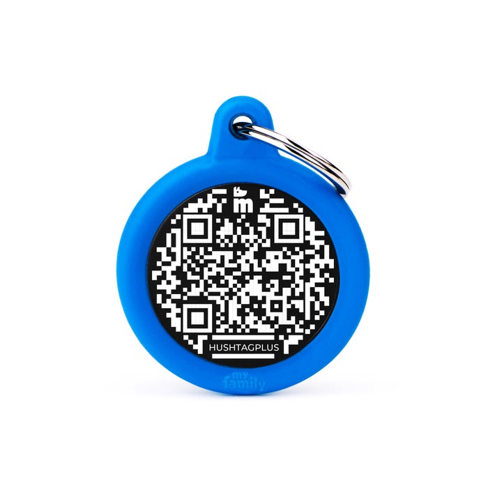 My Family Qr Hushtag Circle Blue Tag
