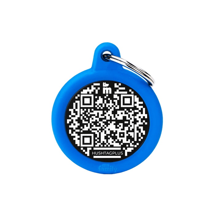 My Family Qr Hushtag Circle Blue Tag