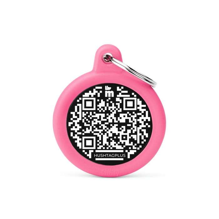 My Family Qr Hushtag Circle Pink Tag