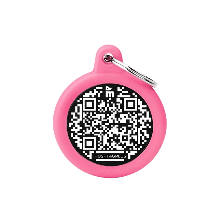 My Family Qr Hushtag Circle Pink Tag