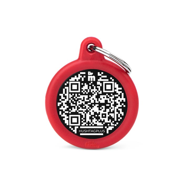 My Family Qr Hushtag Circle Red Tag