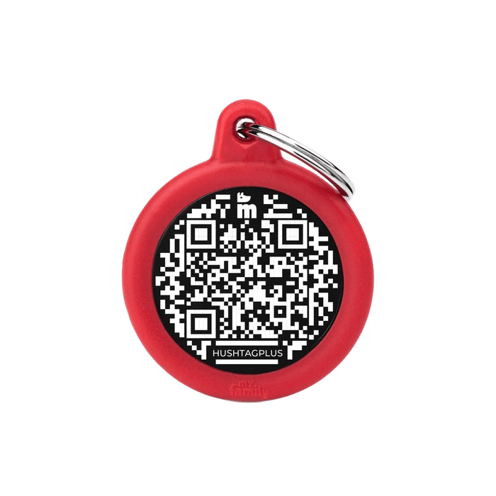 My Family Qr Hushtag Circle Red Tag