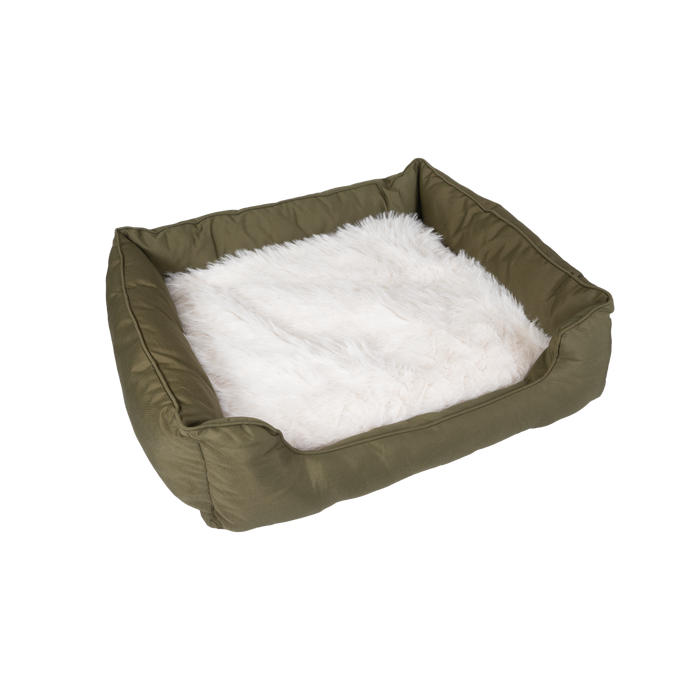 Yours Droolly Dog Bed Square Green Medium
