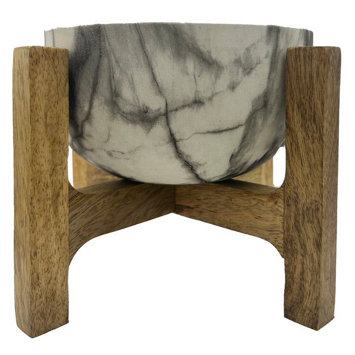 All Day Bowl Marble With Wooden Stand 700ml