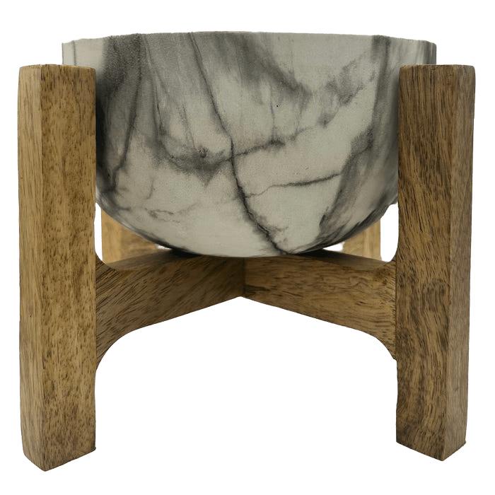 All Day Bowl Marble With Wooden Stand 700ml