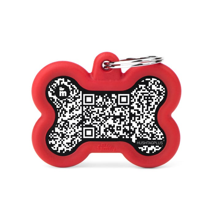 My Family Qr Hushtag Bone Red Tag