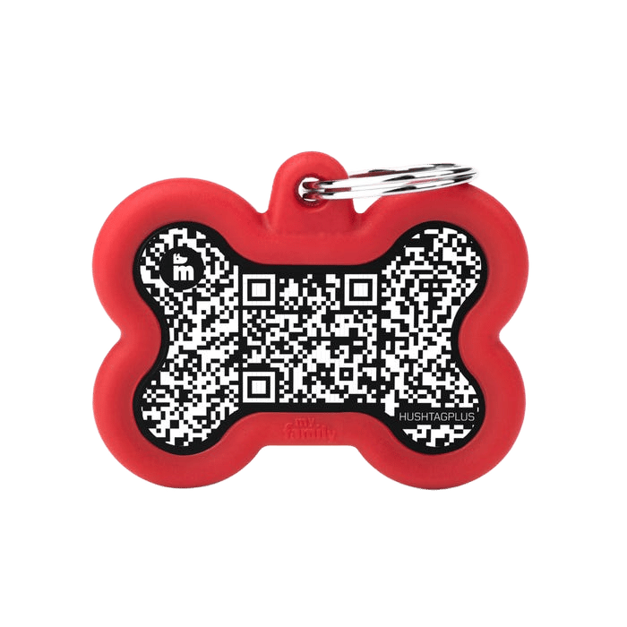 My Family Qr Hushtag Bone Red Tag