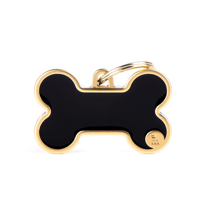 My Family Gold Bone With Black Tag S