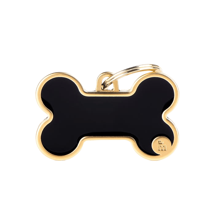 My Family Gold Bone With Black Tag L
