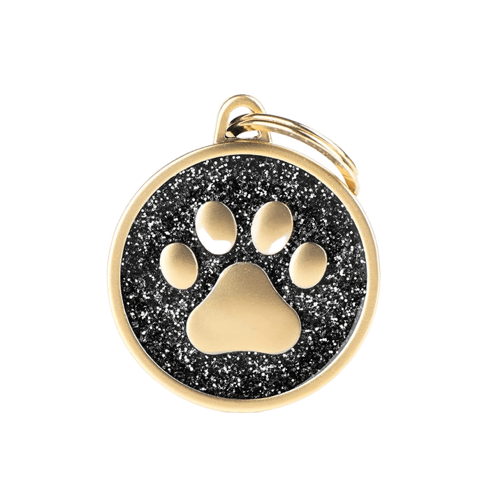 My Family Shine Gold Cirle Black Paw Tag L