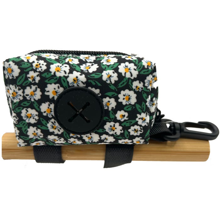 Latched Poop Bag Holder White Flower