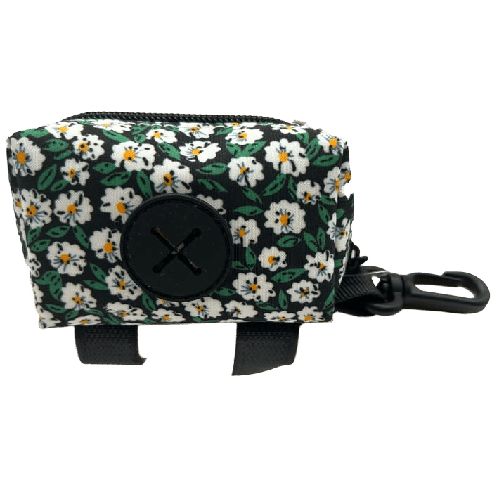 Latched Poop Bag Holder White Flower