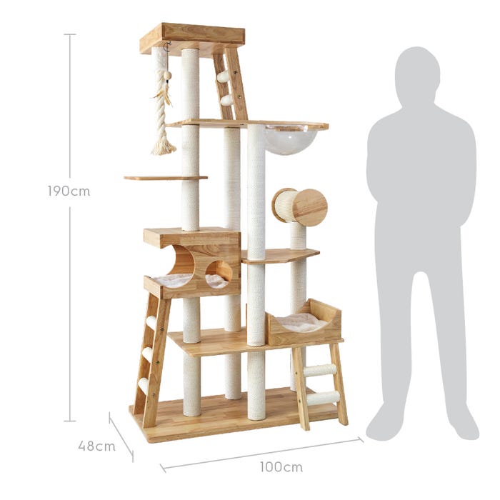 Kazoo Cat Scratch Scandi Multi Level Tower Beige