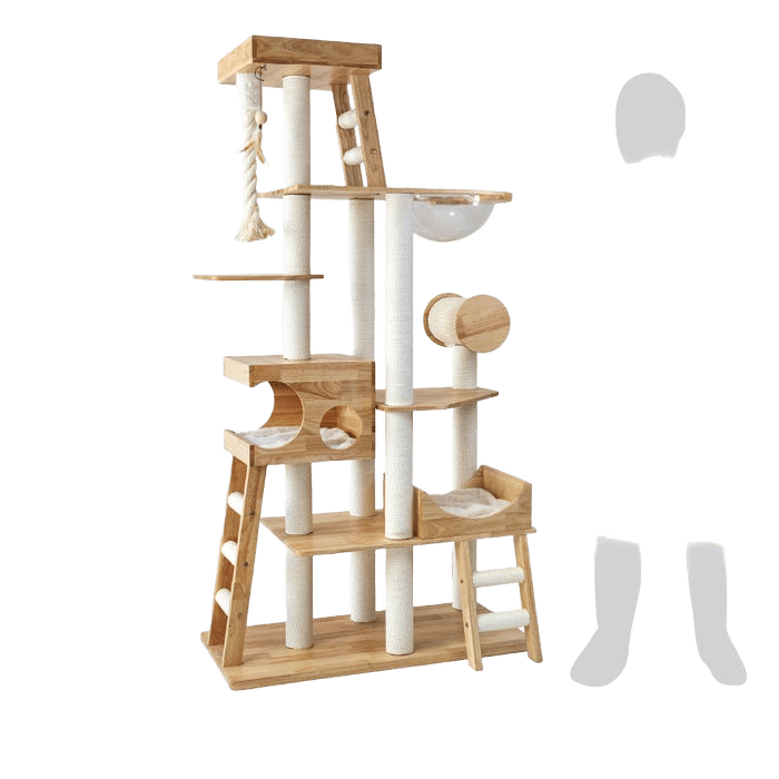 Kazoo Cat Scratch Scandi Multi Level Tower Beige
