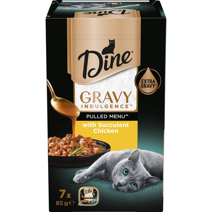 Dine Gravy Indulgence Pulled Chicken Cat Wet Food 7 X 85g