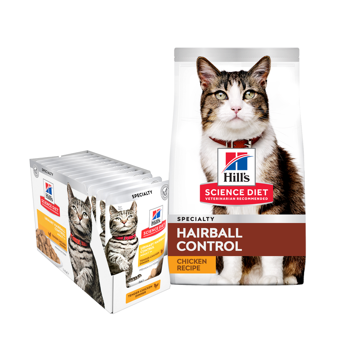 Hill's Science Diet Cat Hairball Wet & Dry Bundle Chicken 2kg