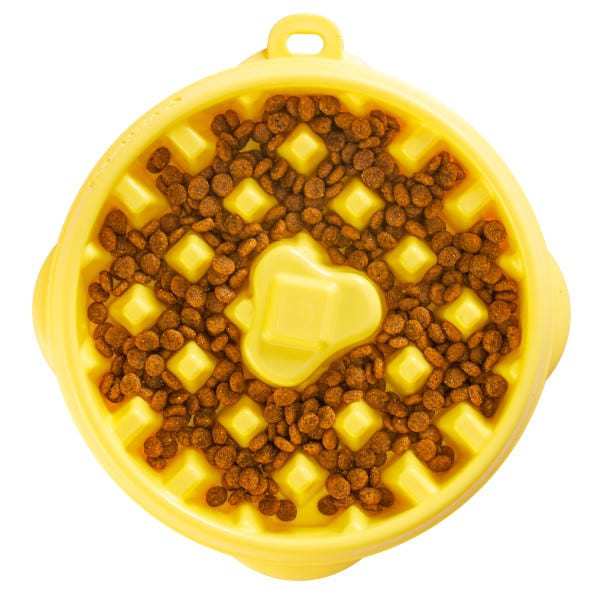Outward Hound Dog Funfeeder Waffle Yellow M