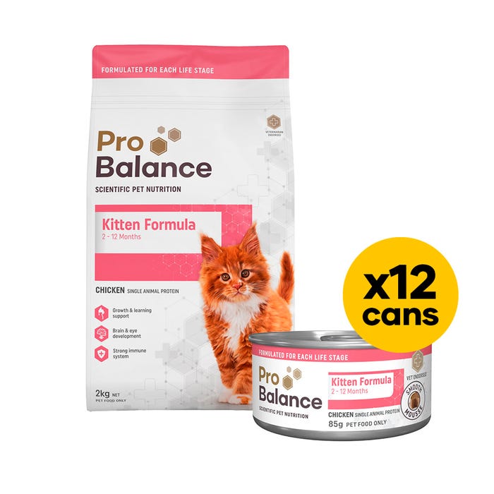 Probalance Kitten 2kg Wet & Dry Bundle Chicken Mousse