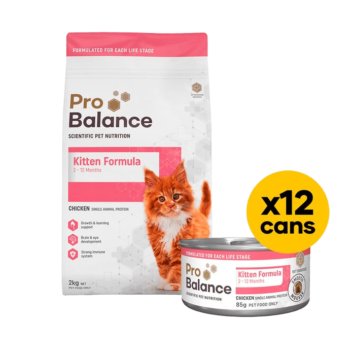 Probalance Kitten 2kg Wet & Dry Bundle Chicken Mousse