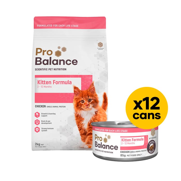 Probalance Kitten 2kg Dry & Wet Bundle Chicken Gravy