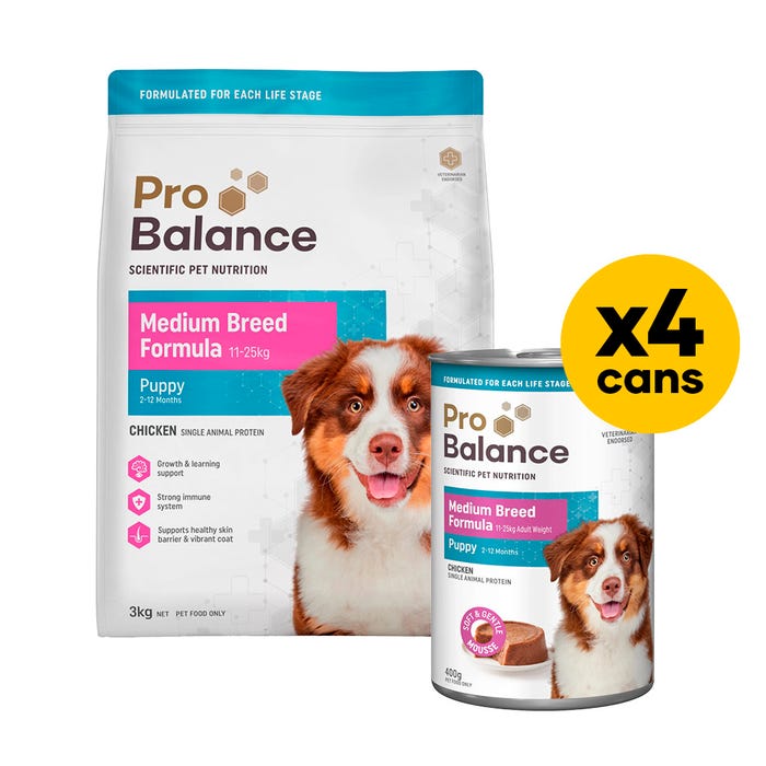 Probalance Puppy Medium Breed 3kg Wey And Dry Bundle