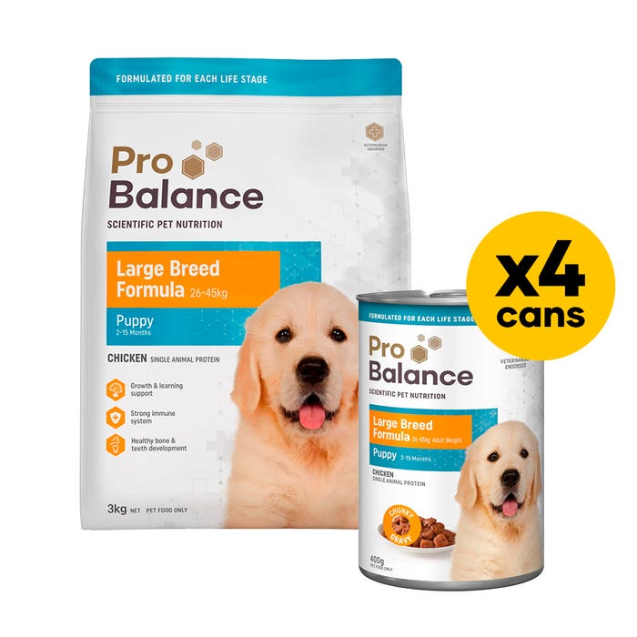 Probalance Puppy Large Breed 3kg Wet And Dry Bundle