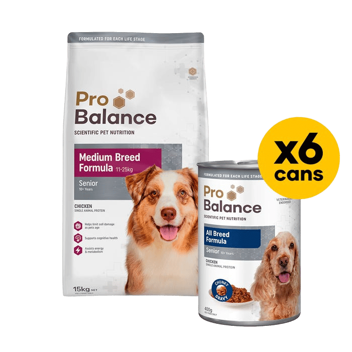 Probalance Dog Senior Medium Breed 15kg Wet & Dry Bundle