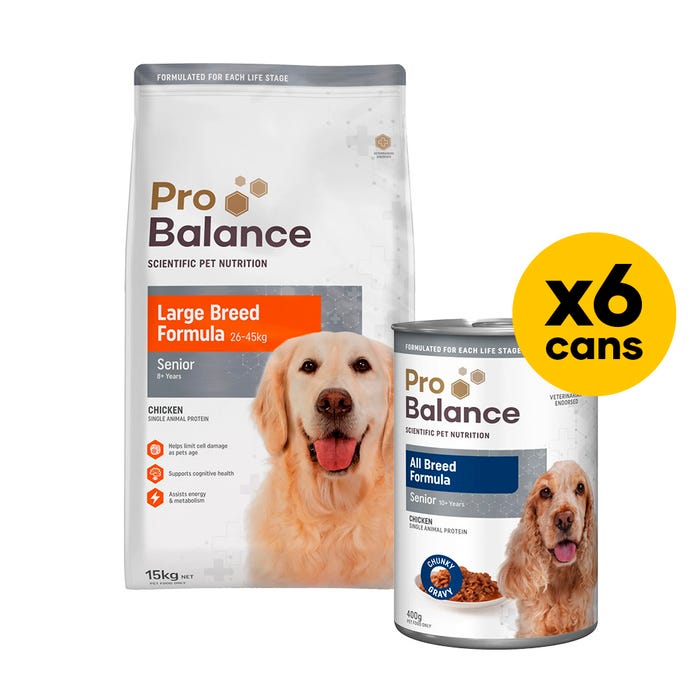 Probalance Dog Senior Large Breed 15kg Wet & Dry Bundle