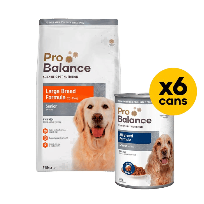 Probalance Dog Senior Large Breed 15kg Wet & Dry Bundle
