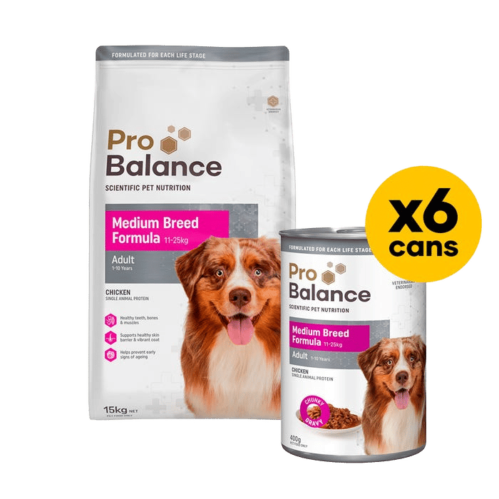 Probalance Dog Medium Breed 15kg Wet & Dry Bundle