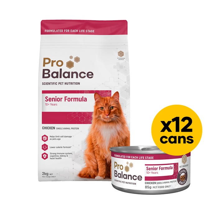 Probalance Cat Senior 2kg Wet & Dry Bundle Chicken Gravy