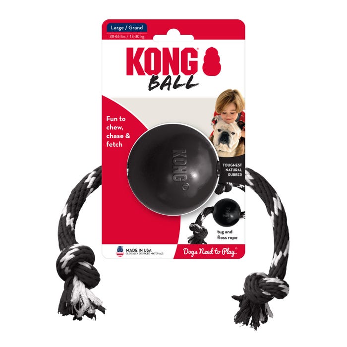 Kong Dog Toy Extreme Ball With Rope Large