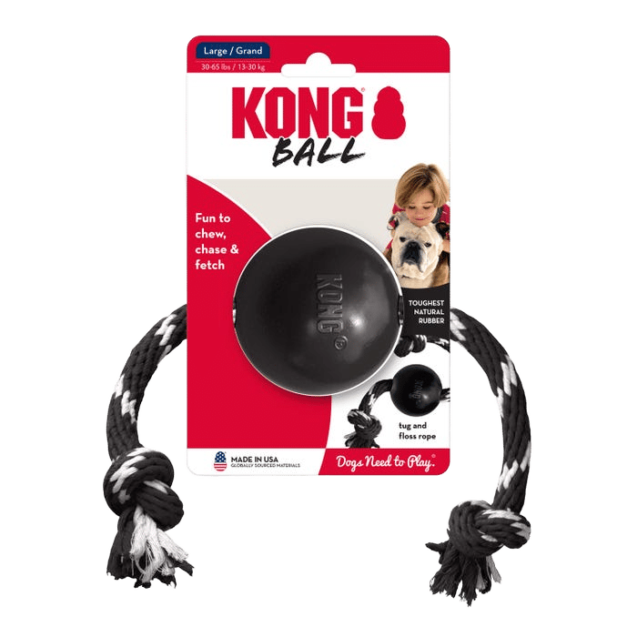 Kong Dog Toy Extreme Ball With Rope Large