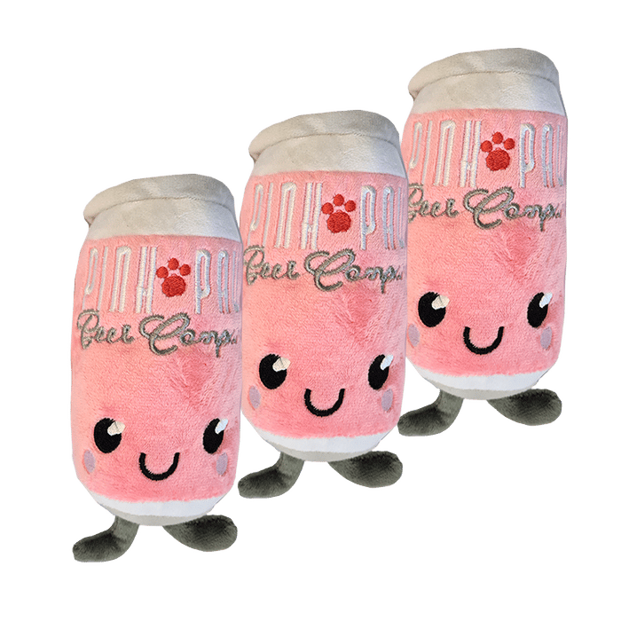 Foodies Dog Toy Plush Paw Beer Pink