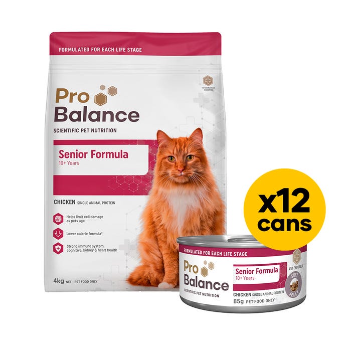 Probalance Cat Senior 4kg Dry & Wet Jelly Bundle