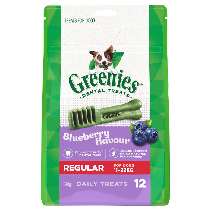 Greenies Dog Treat Dental Blueberry Regular 12pc 340g