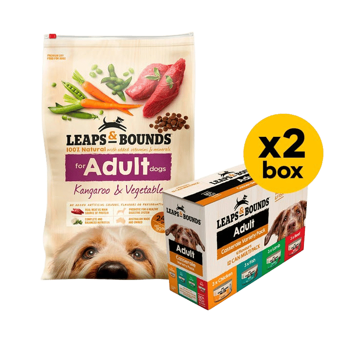 Leaps & Bounds Dog Adult Kangaroo And Vege 15kg Variety Bundle