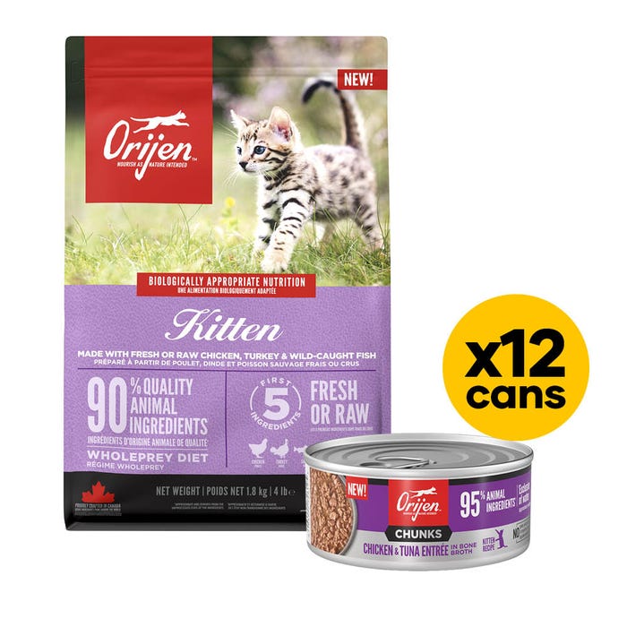 Orijen Kitten Grain Free 1.8kg Dry & Wet Broth Bundle