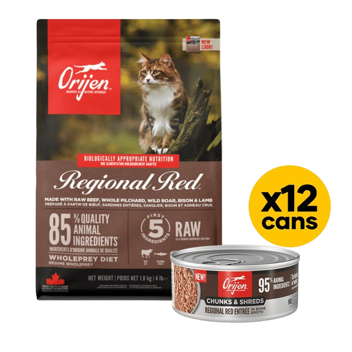 Orijen Cat Grain Free Regional Red 1.8kg Dry & Wet Broth Bundle