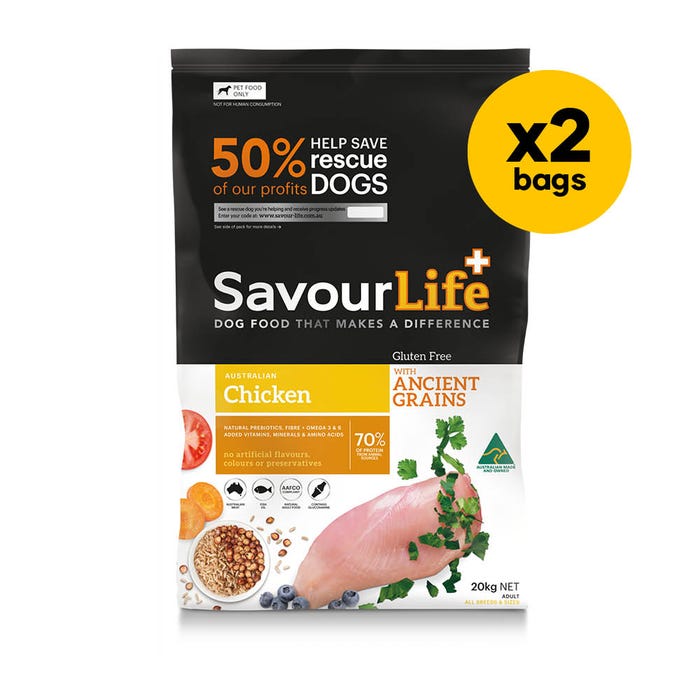 Savourlife Dog Ancient Grains Chicken 20kg Dry Bundle