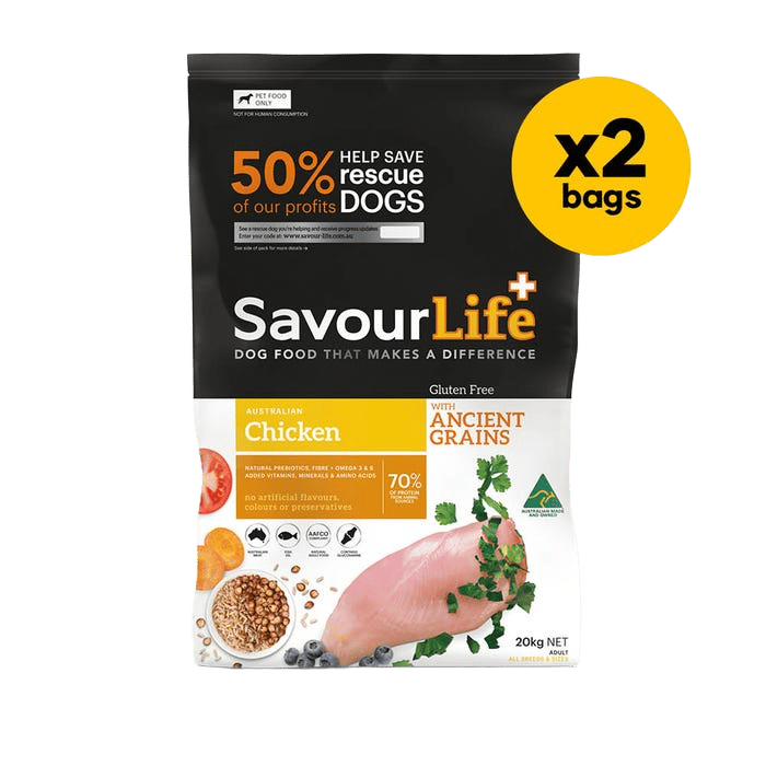 Savourlife Dog Ancient Grains Chicken 20kg Dry Bundle
