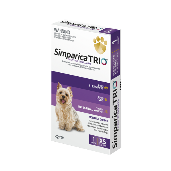 Simparica Trio Chew For Dogs 2.6kg -5kg
