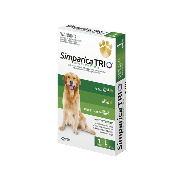 Simparica Trio Chew For Dogs 20.1-40kg