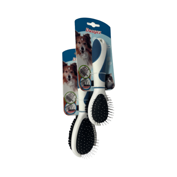 Double Sided Brush With Rubber Grip Handle