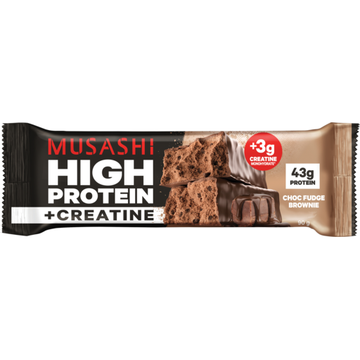 Musashi High Protein+ Creatine Bar Choc Fudge Brownie 90g