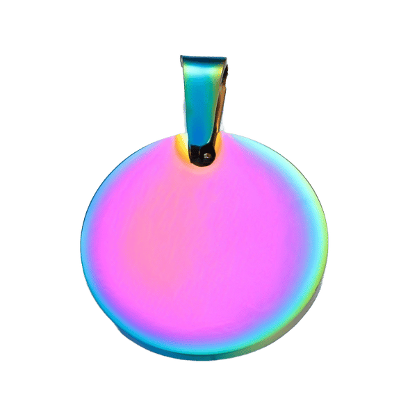 PET.kiwi Stainless Steel Id Tag- Rainbow Circle