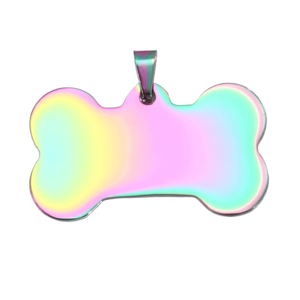 PET.kiwi Stainless Steel Id Tag- Rainbow Bone