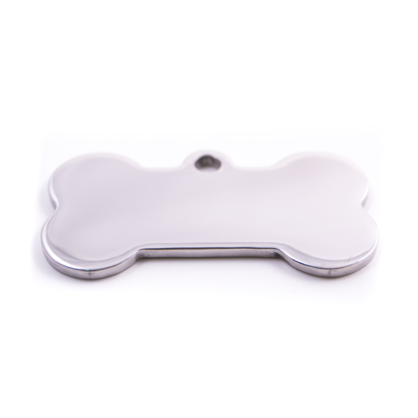 PET.kiwi Stainless Steel Id Tag- Silver Bone
