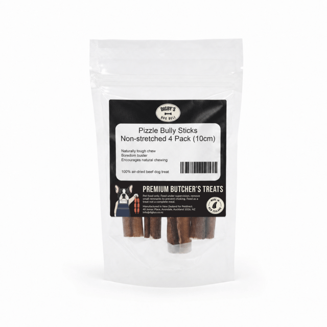 Digby's Dog Deli Non-Stretched Pizzle Bully Sticks Dog Chews - 10cm, 4 Pack